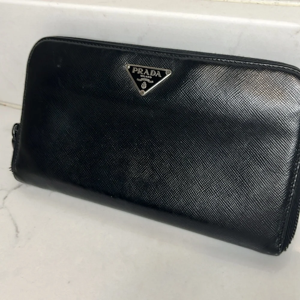 Prada Large Black Saffiano Leather Wallet